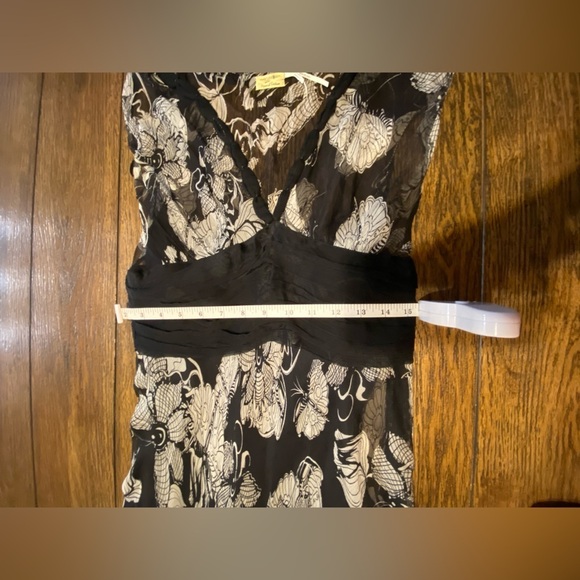 Maxstudio Vintage Y2K Floral Black And White Silk Midi Dress Size XS C2 - Picture 6 of 7